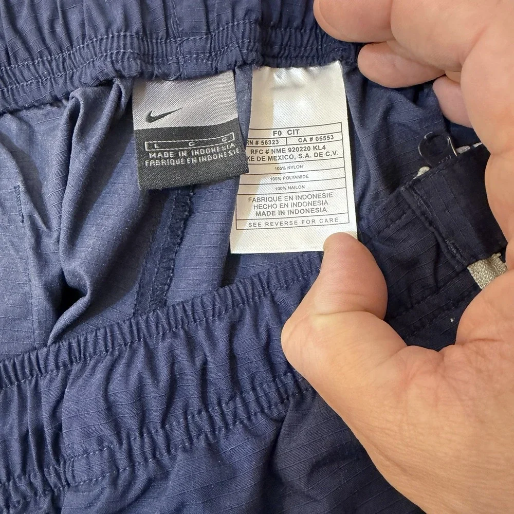Vintage Nike Ripstop Track Pants Full Side Zippers Blue Men's L Wide‎ Leg